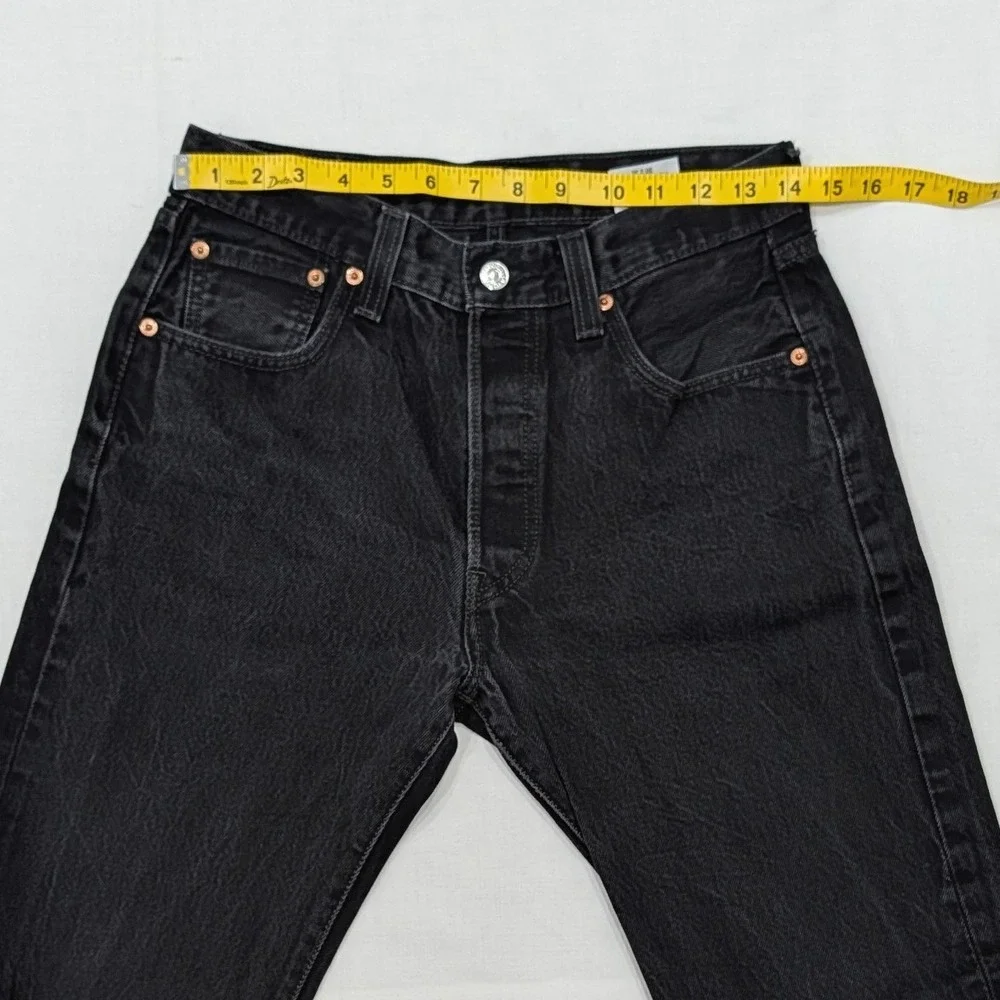 Levi's 501 Original Fit Straight Leg Black Denim Jeans Mens 30x32 Button Fly